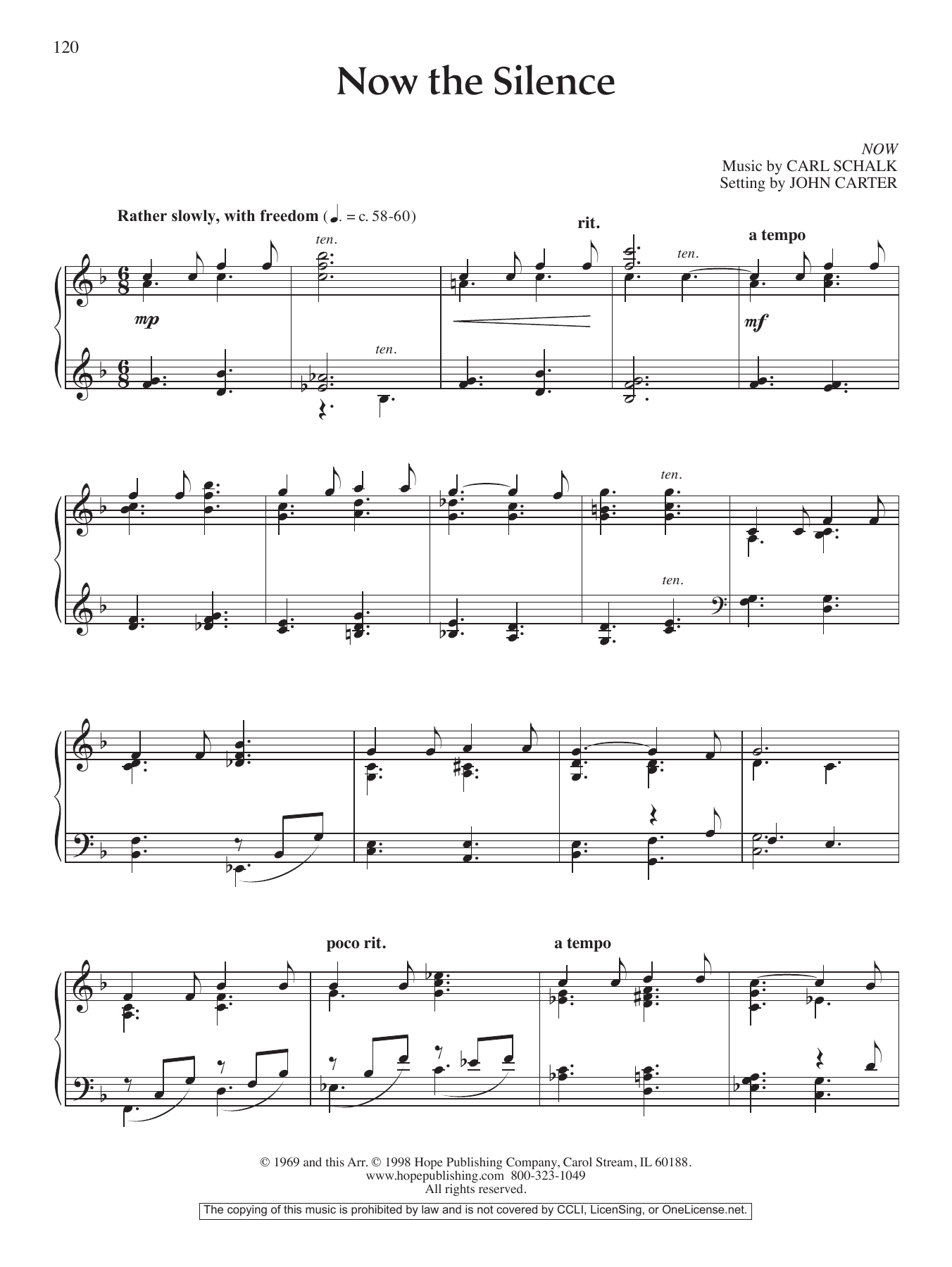 John Carter Now the Silence Sheet Music