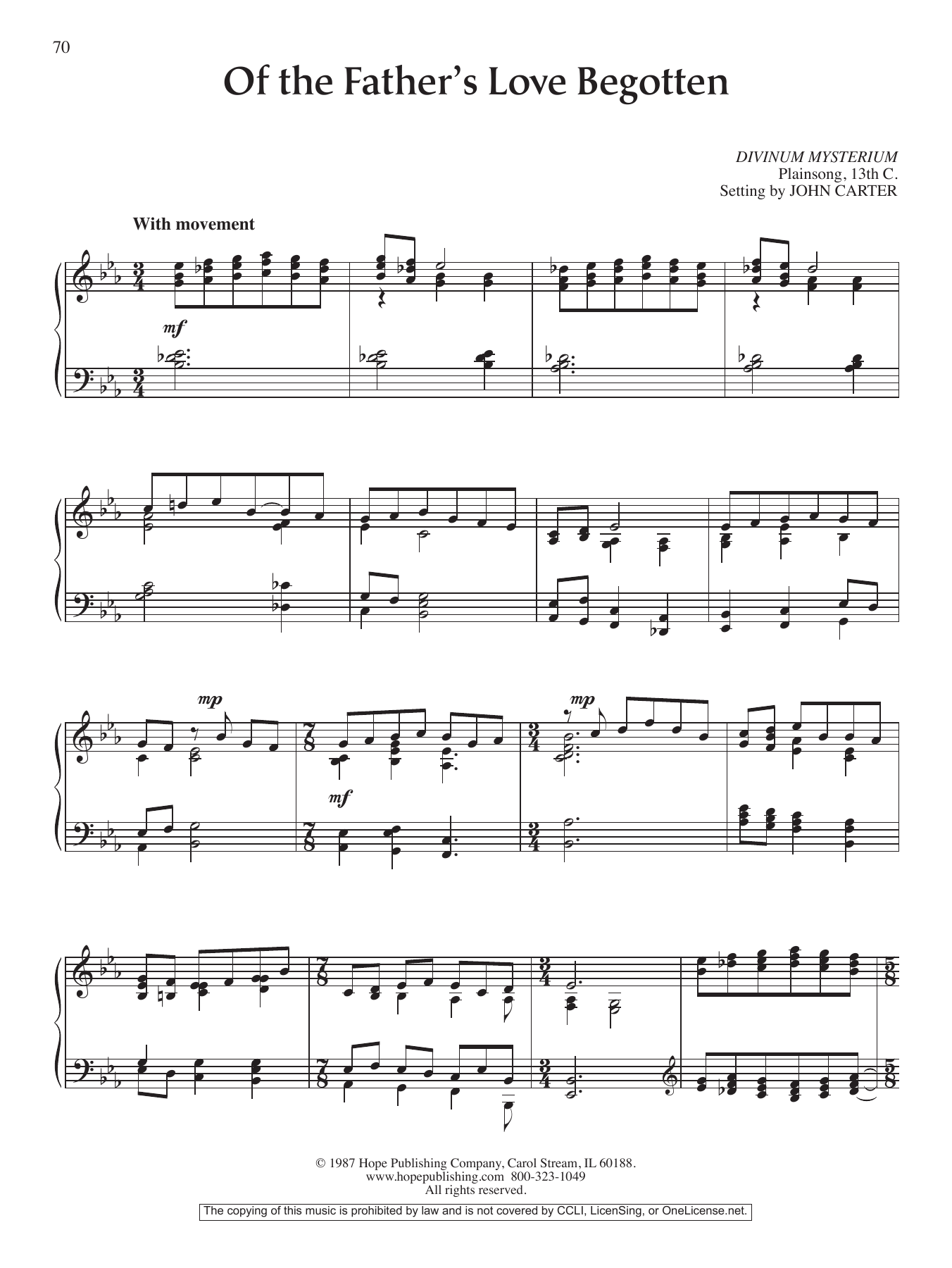 John Carter Of the Father's Love Begotten Sheet Music