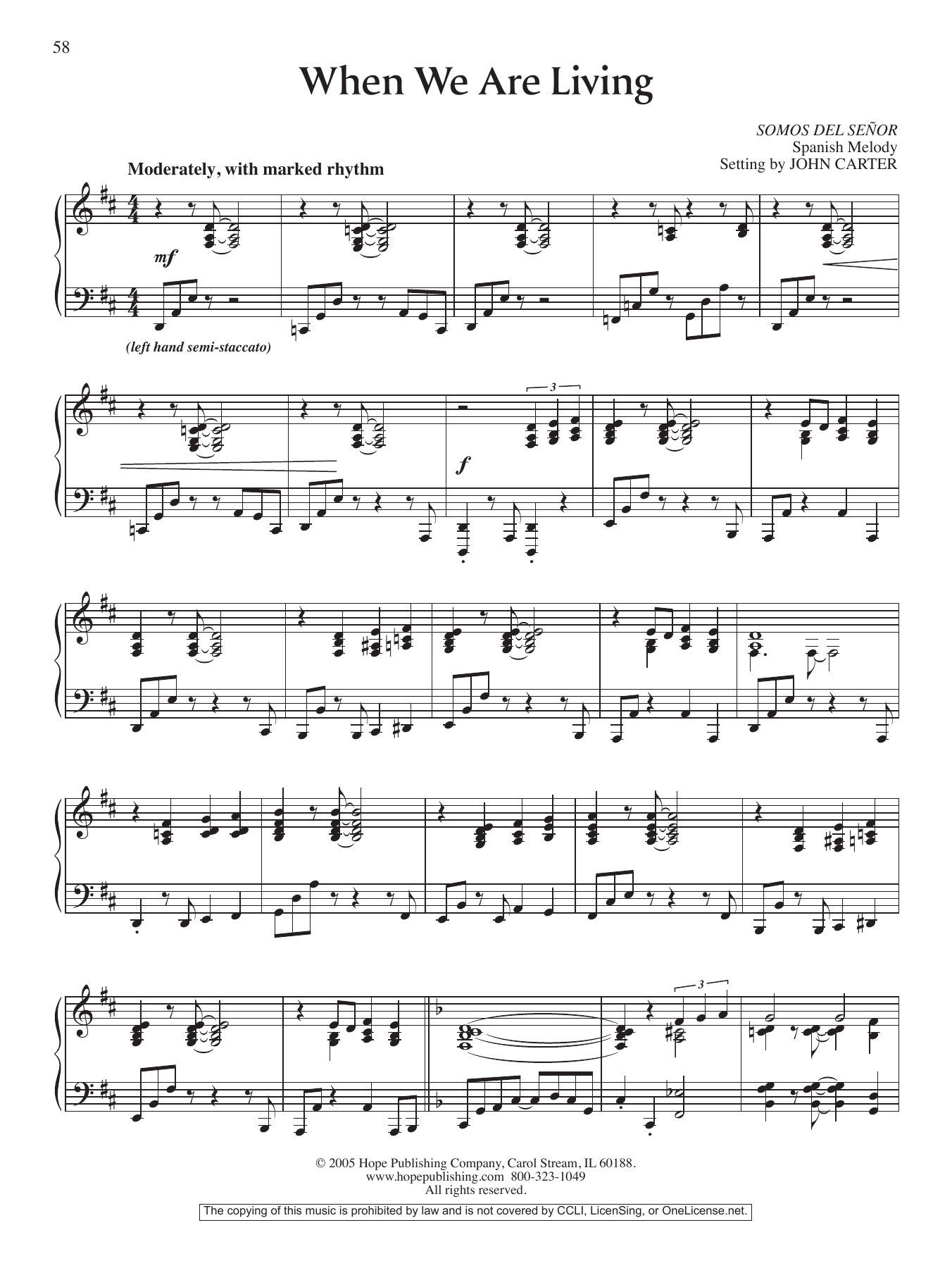 John Carter When We Are Living Sheet Music