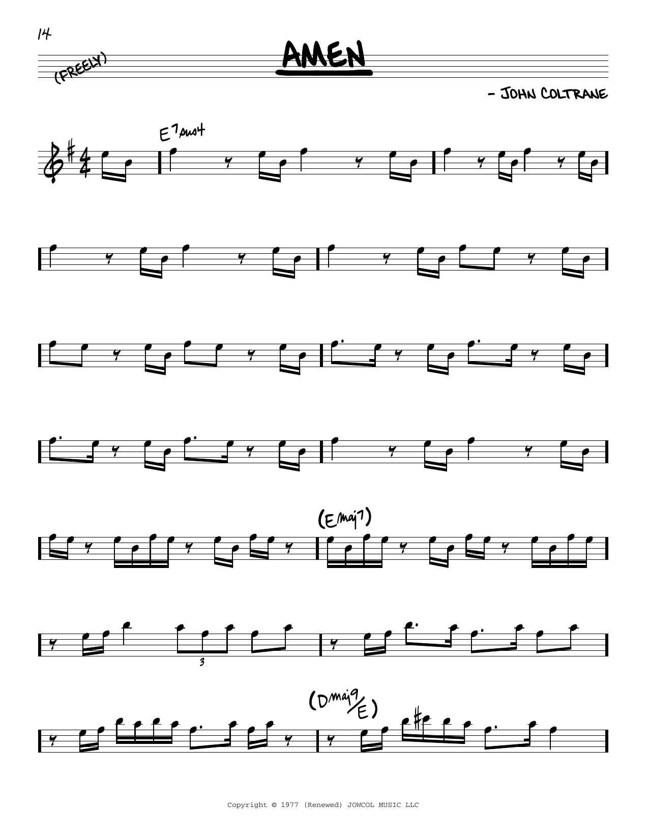 John Coltrane Amen Sheet Music