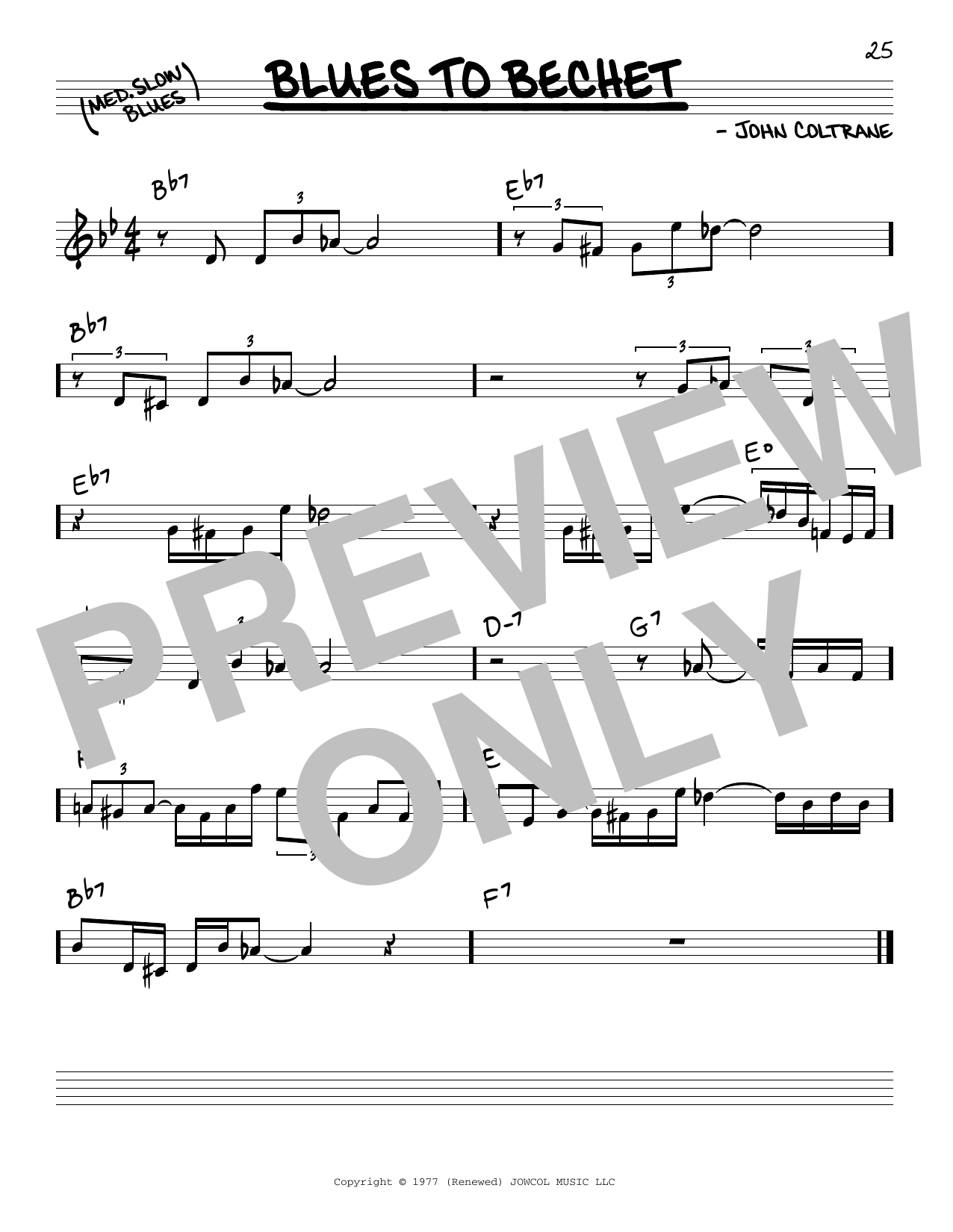 John Coltrane Blues To Bechet Sheet Music