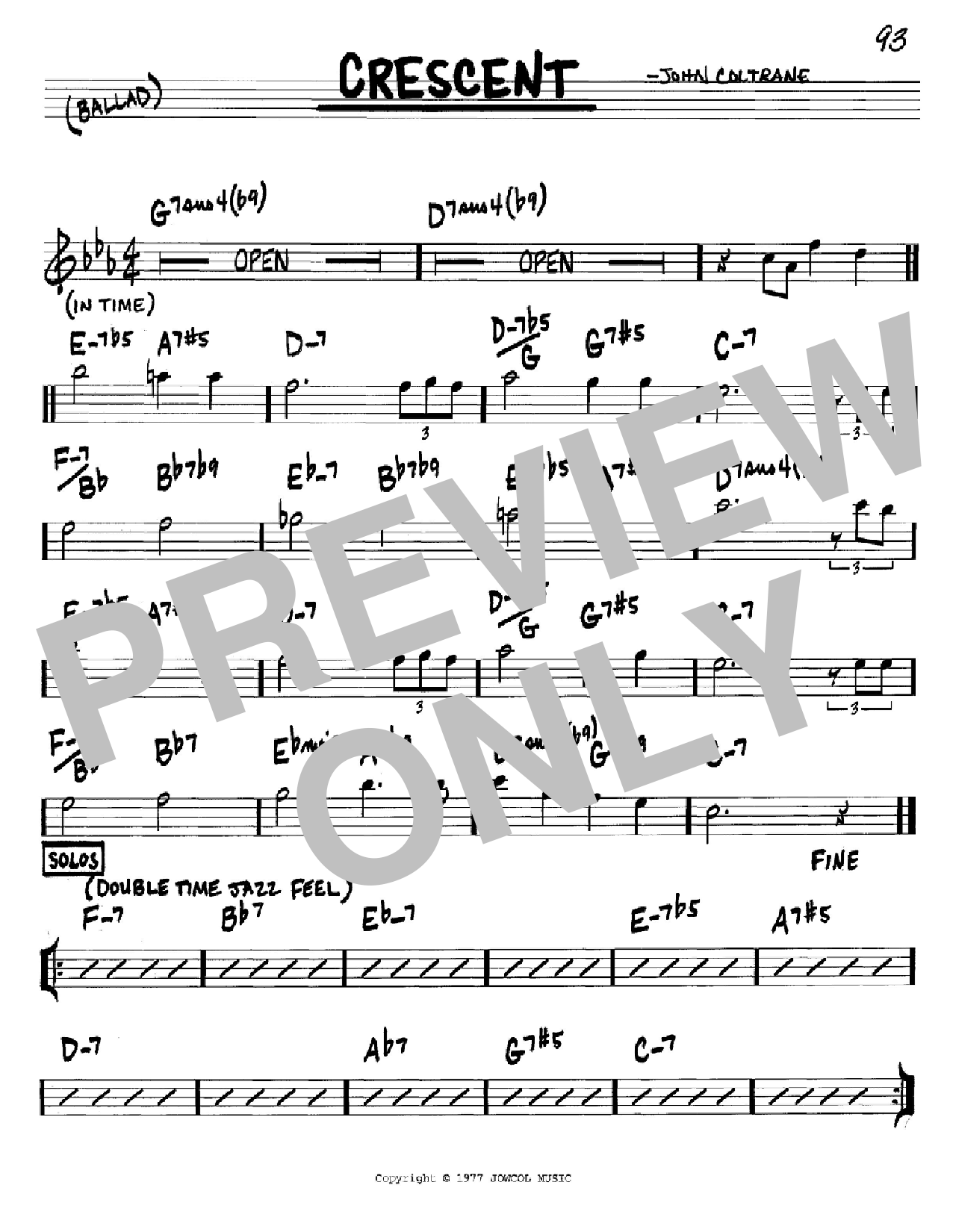John Coltrane Crescent Sheet Music