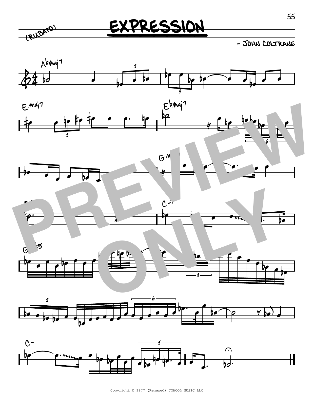John Coltrane Expression Sheet Music