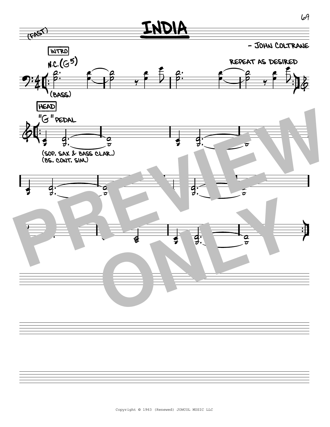 John Coltrane India Sheet Music