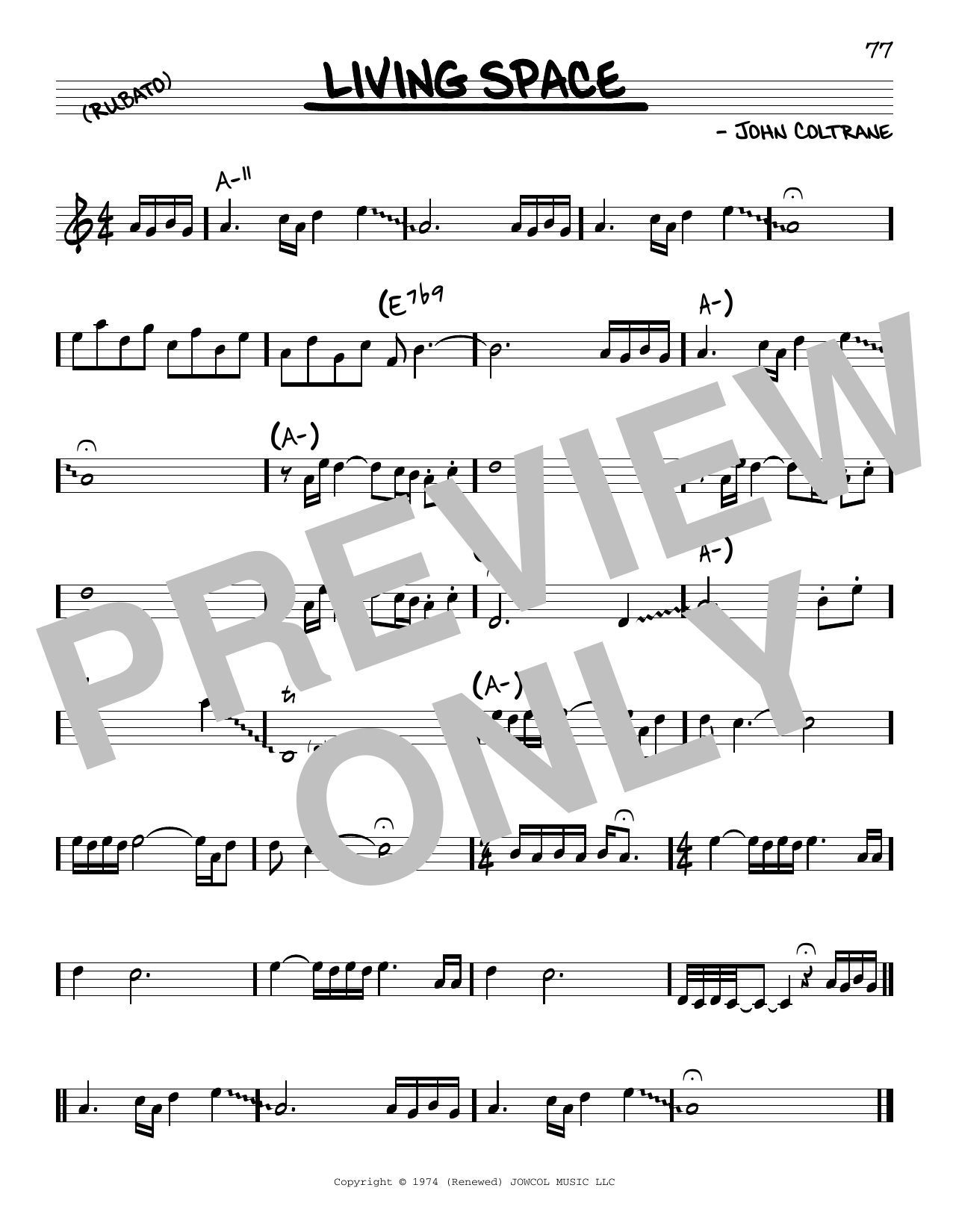 John Coltrane Living Space Sheet Music