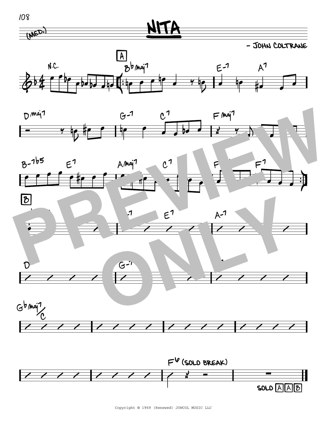 John Coltrane Nita Sheet Music