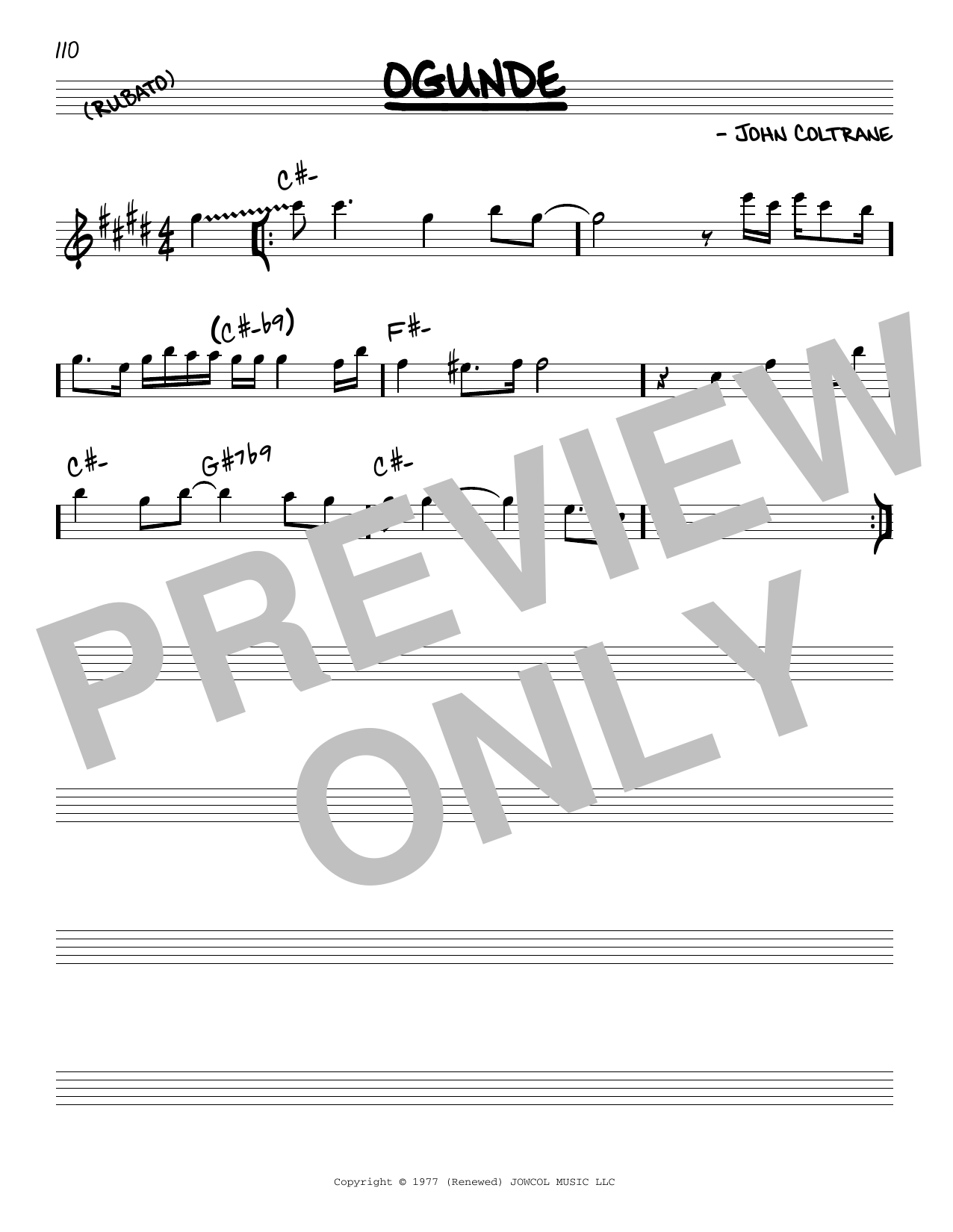 John Coltrane Ogunde Sheet Music