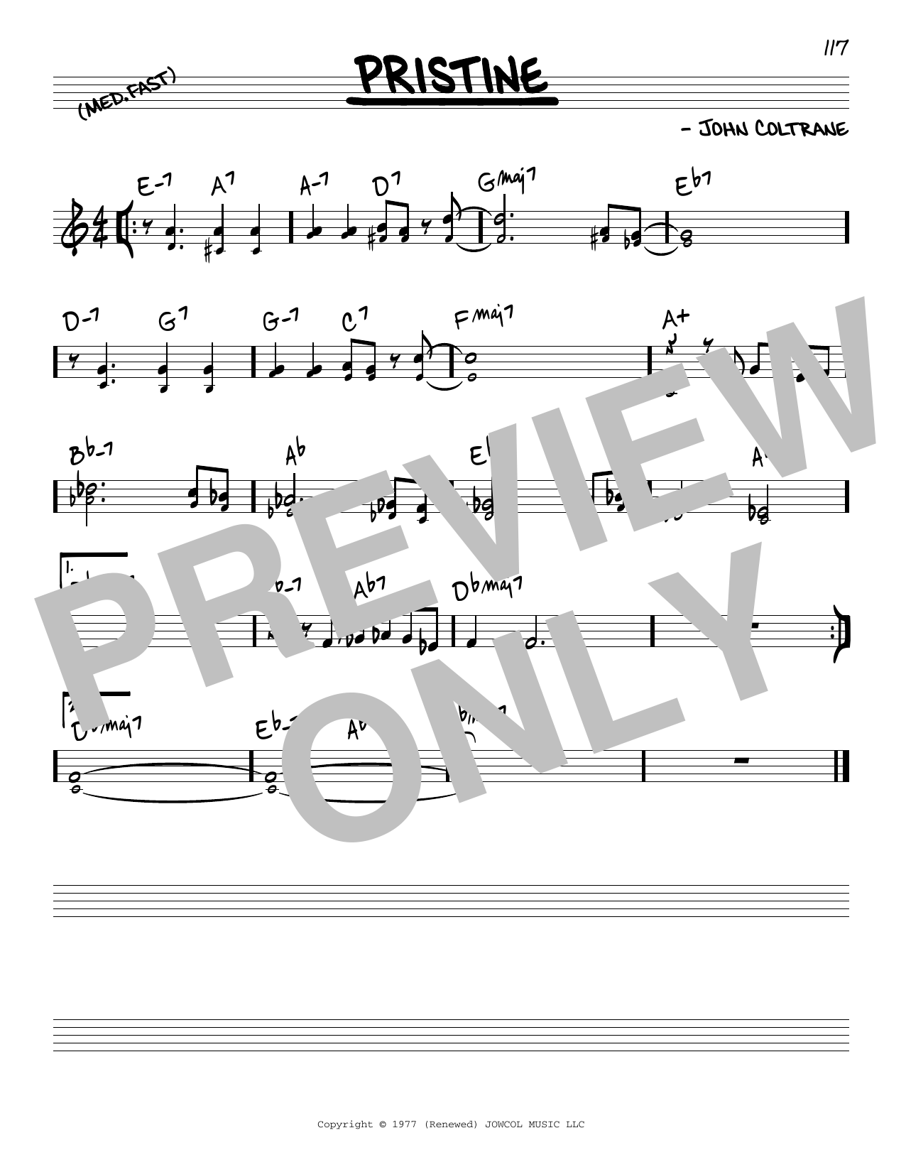 John Coltrane Pristine Sheet Music