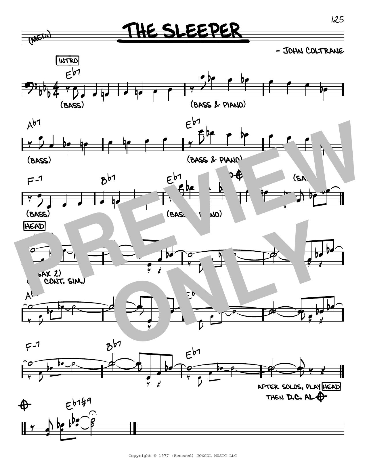 John Coltrane The Sleeper Sheet Music