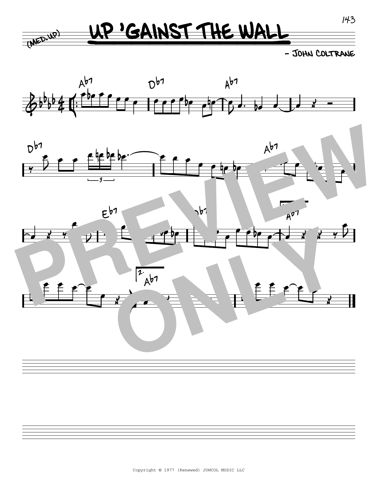 John Coltrane Up 'Gainst The Wall Sheet Music