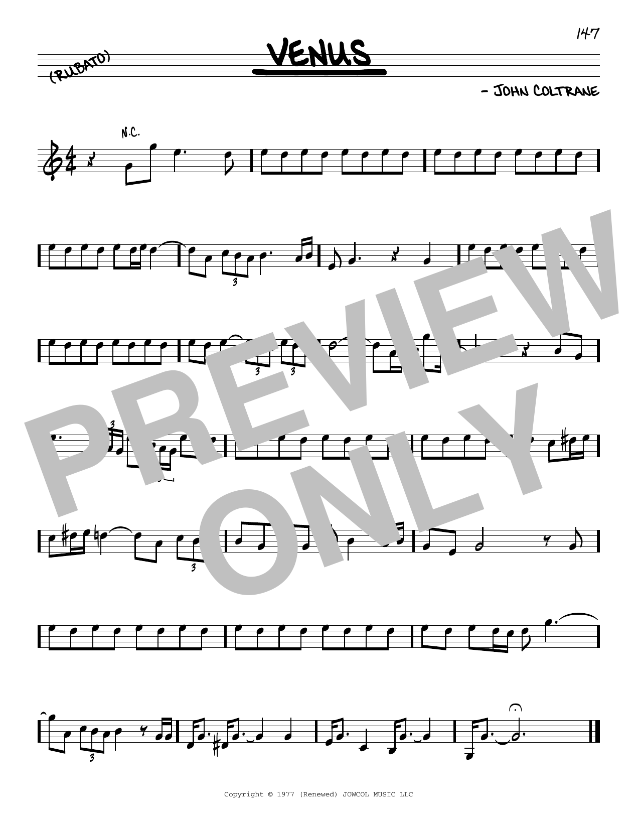 John Coltrane Venus Sheet Music