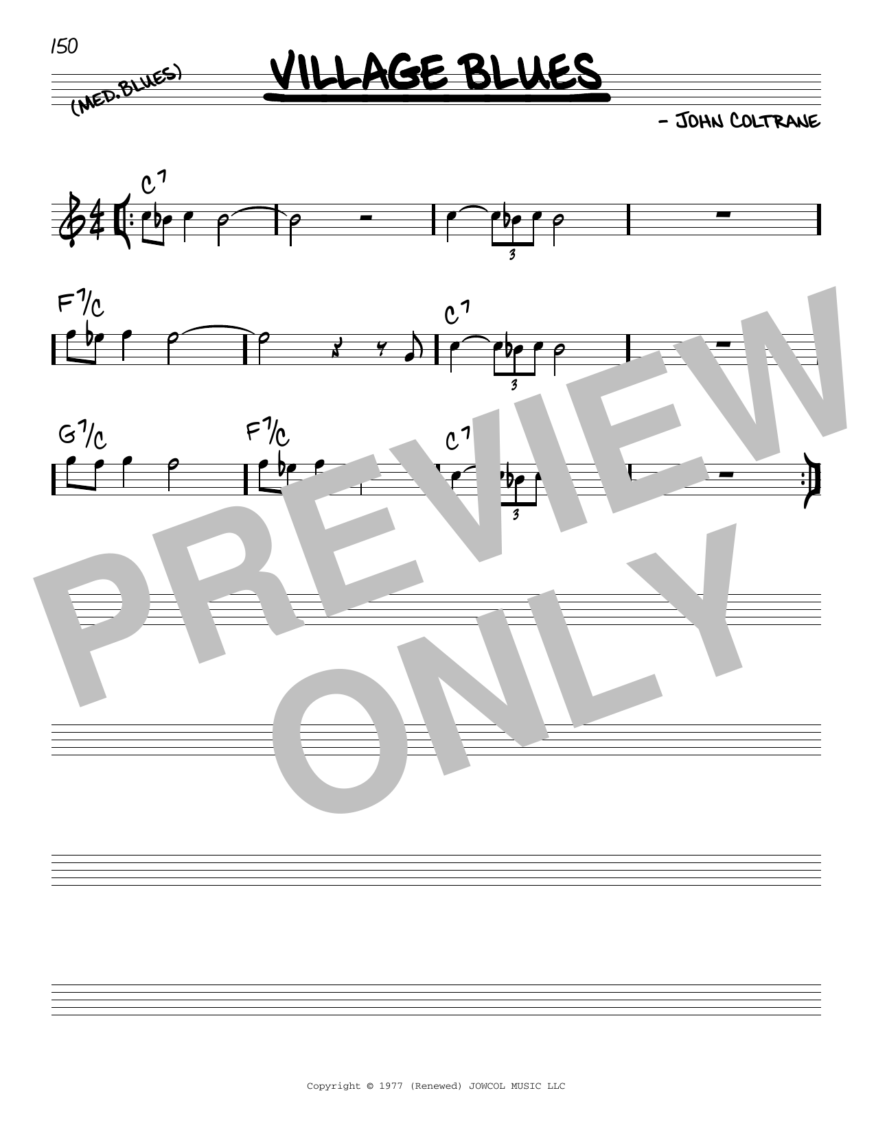 John Coltrane Village Blues Sheet Music