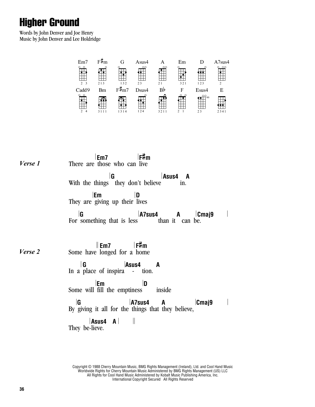 John Denver Higher Ground Sheet Music