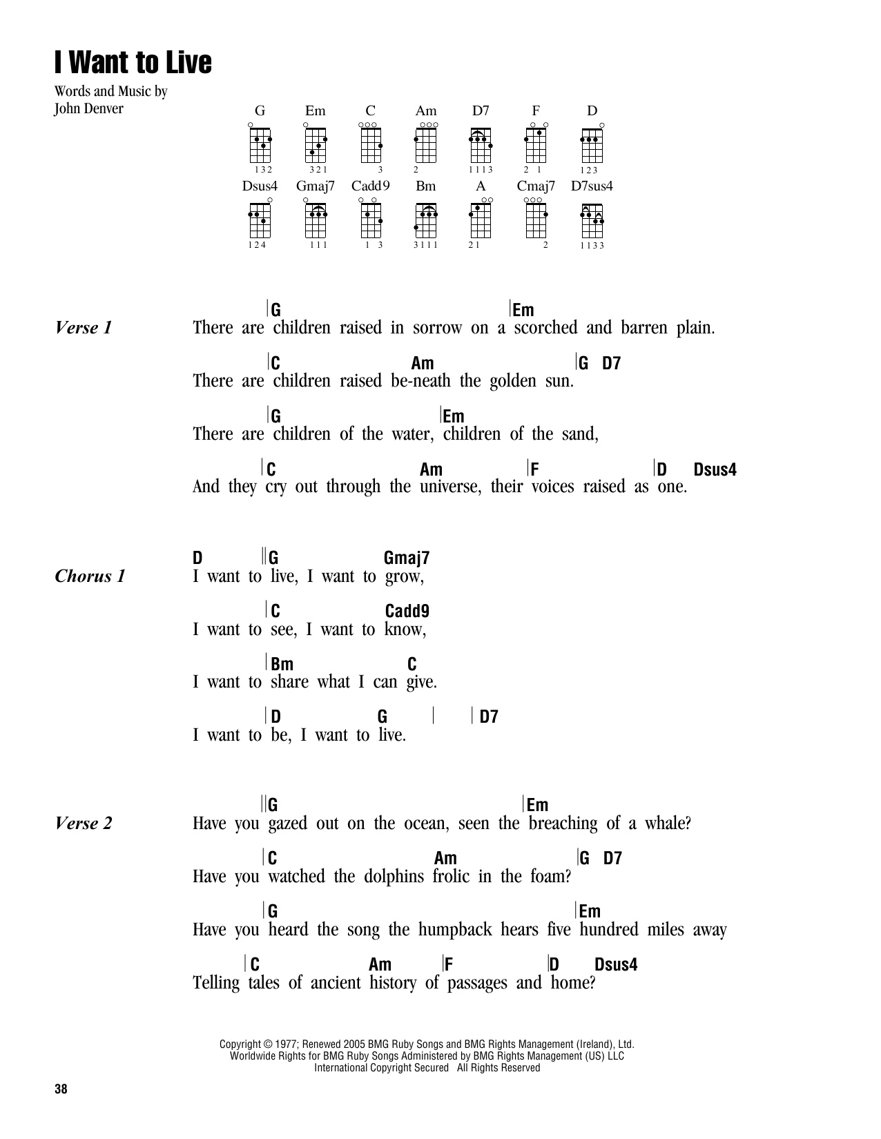 John Denver I Want To Live Sheet Music