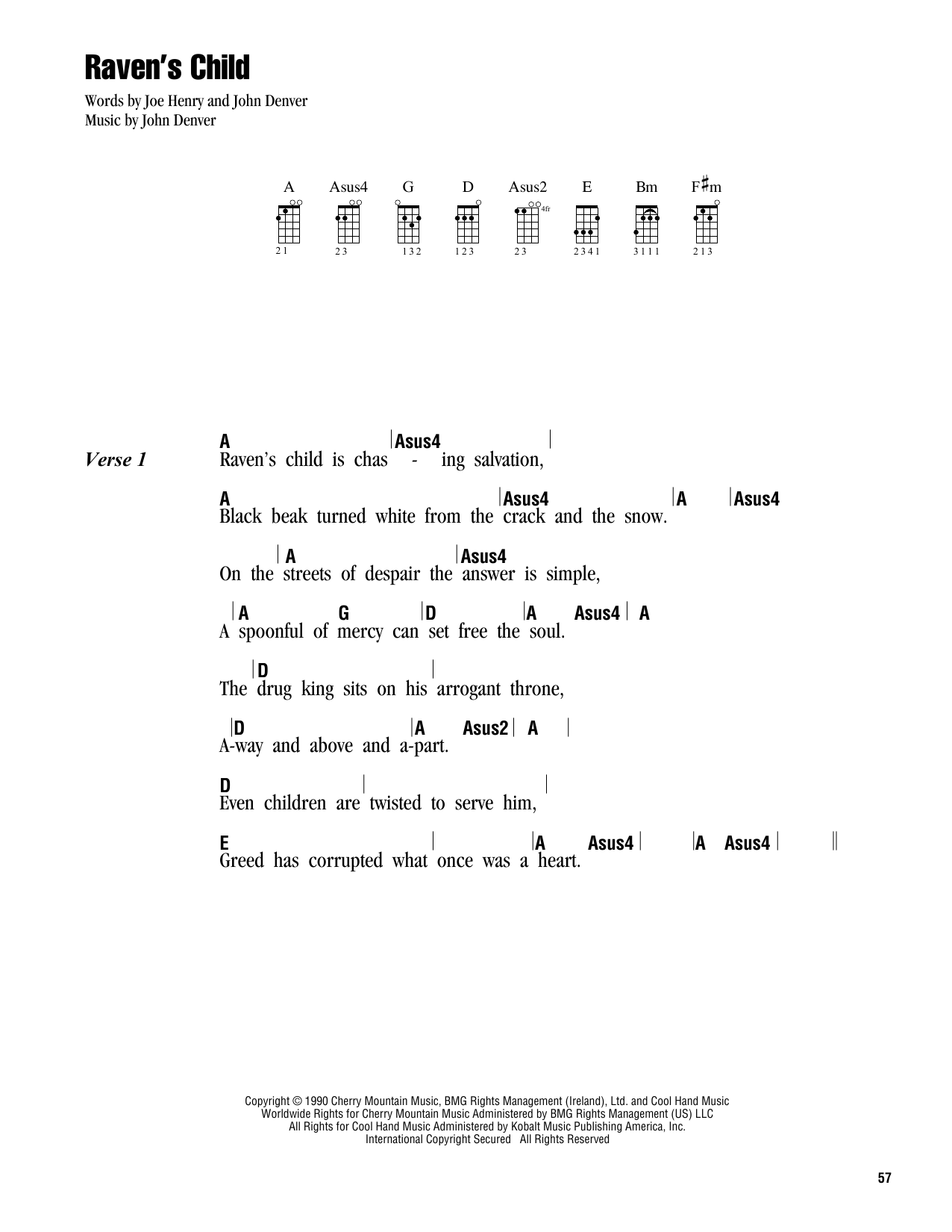 John Denver Raven's Child Sheet Music