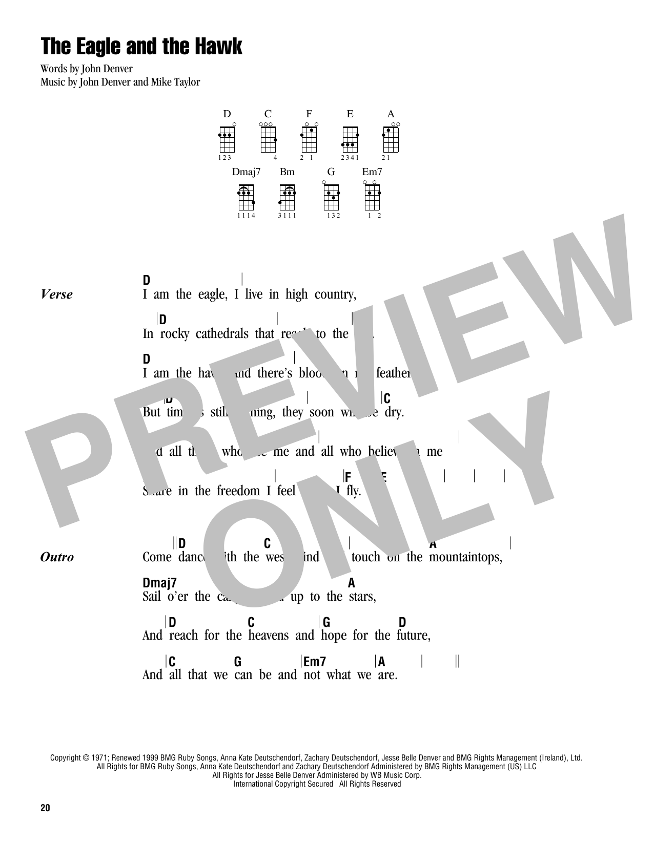 John Denver The Eagle And The Hawk Sheet Music