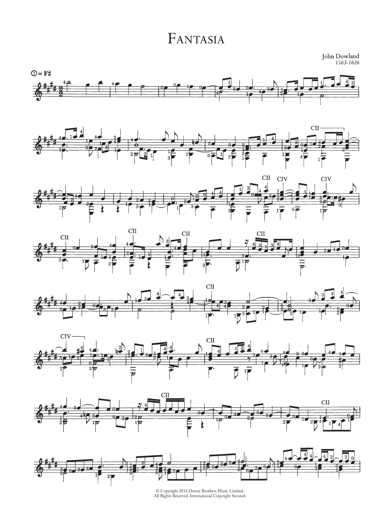 John Dowland Fantasia Sheet Music