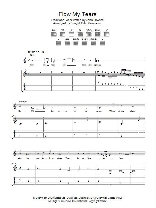 John Dowland Flow My Tears (as performed by Sting and Edin Karamazov) Sheet Music