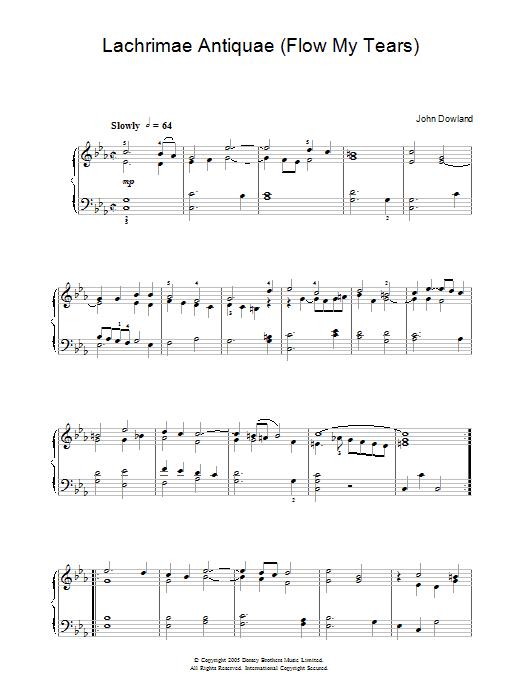 John Dowland Lachrimae Antiquae (Flow My Tears) Sheet Music