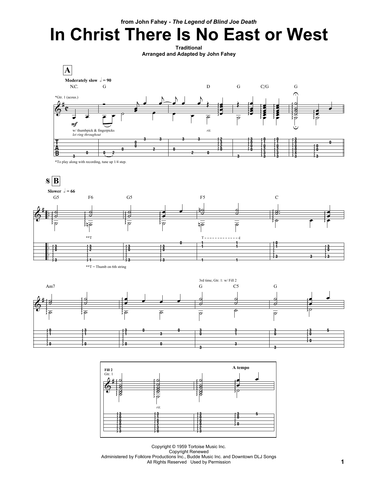 John Fahey In Christ There Is No East Or West Sheet Music