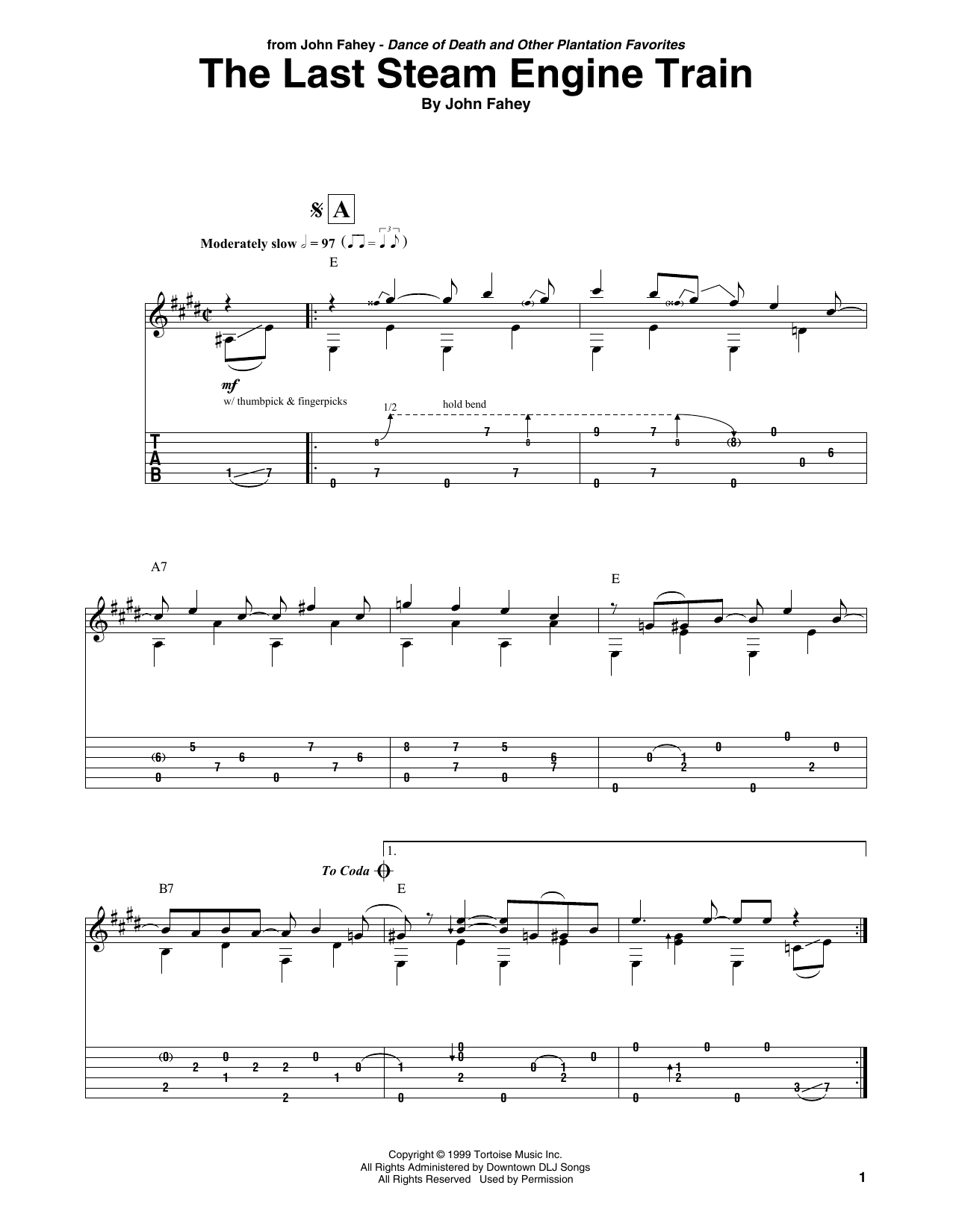 John Fahey The Last Steam Engine Train Sheet Music