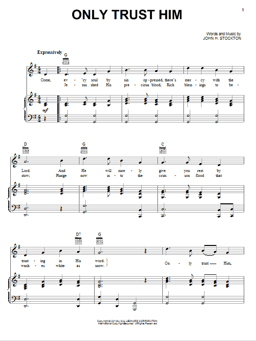 John H. Stockton Only Trust Him Sheet Music