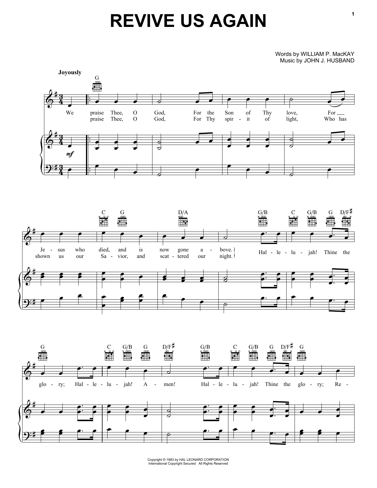 John J. Husband Revive Us Again Sheet Music