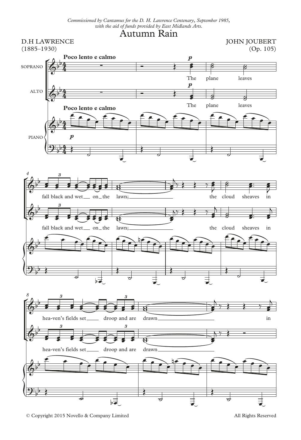 John Joubert Autumn Rain Sheet Music