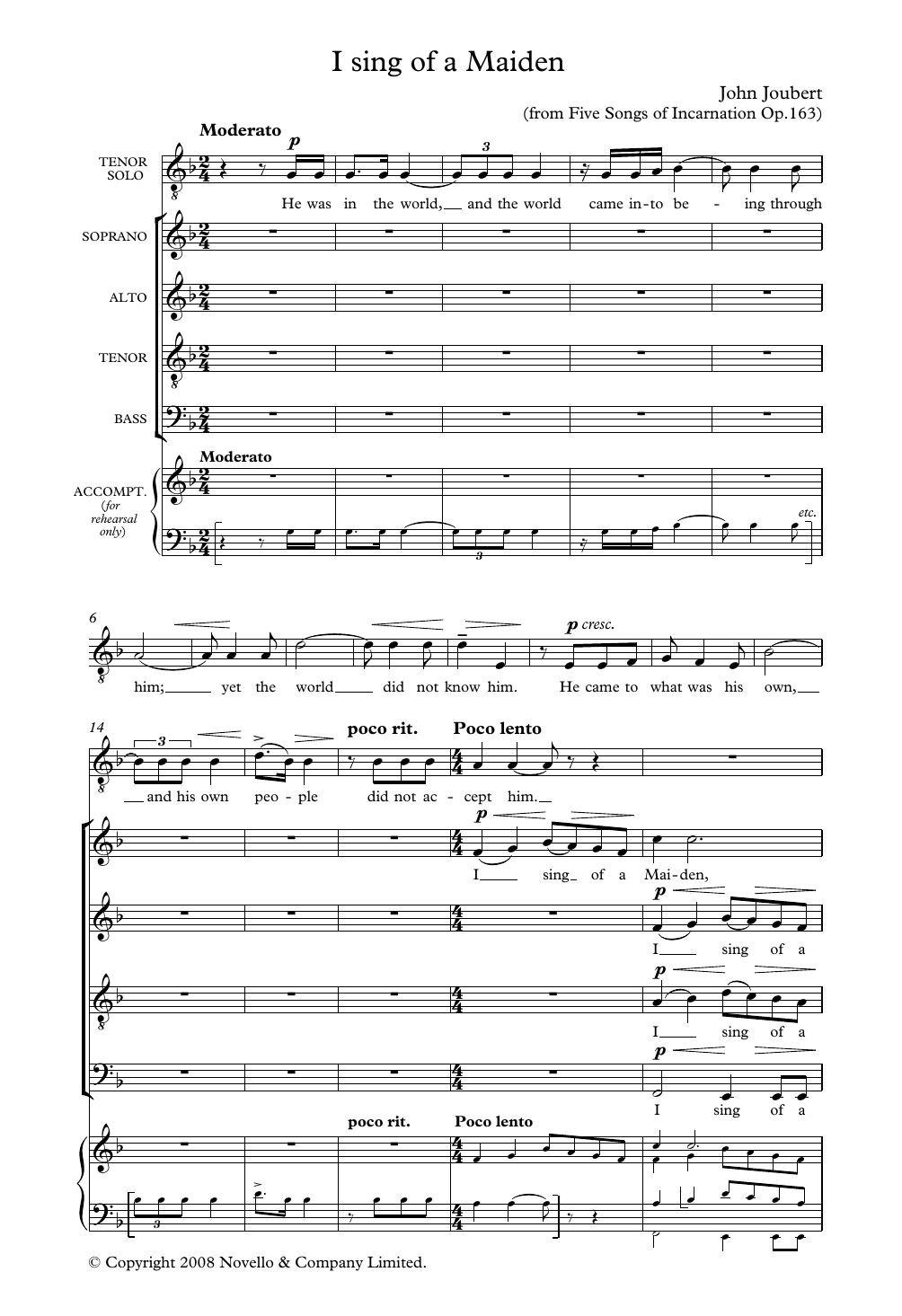 John Joubert I Sing Of A Maiden Sheet Music