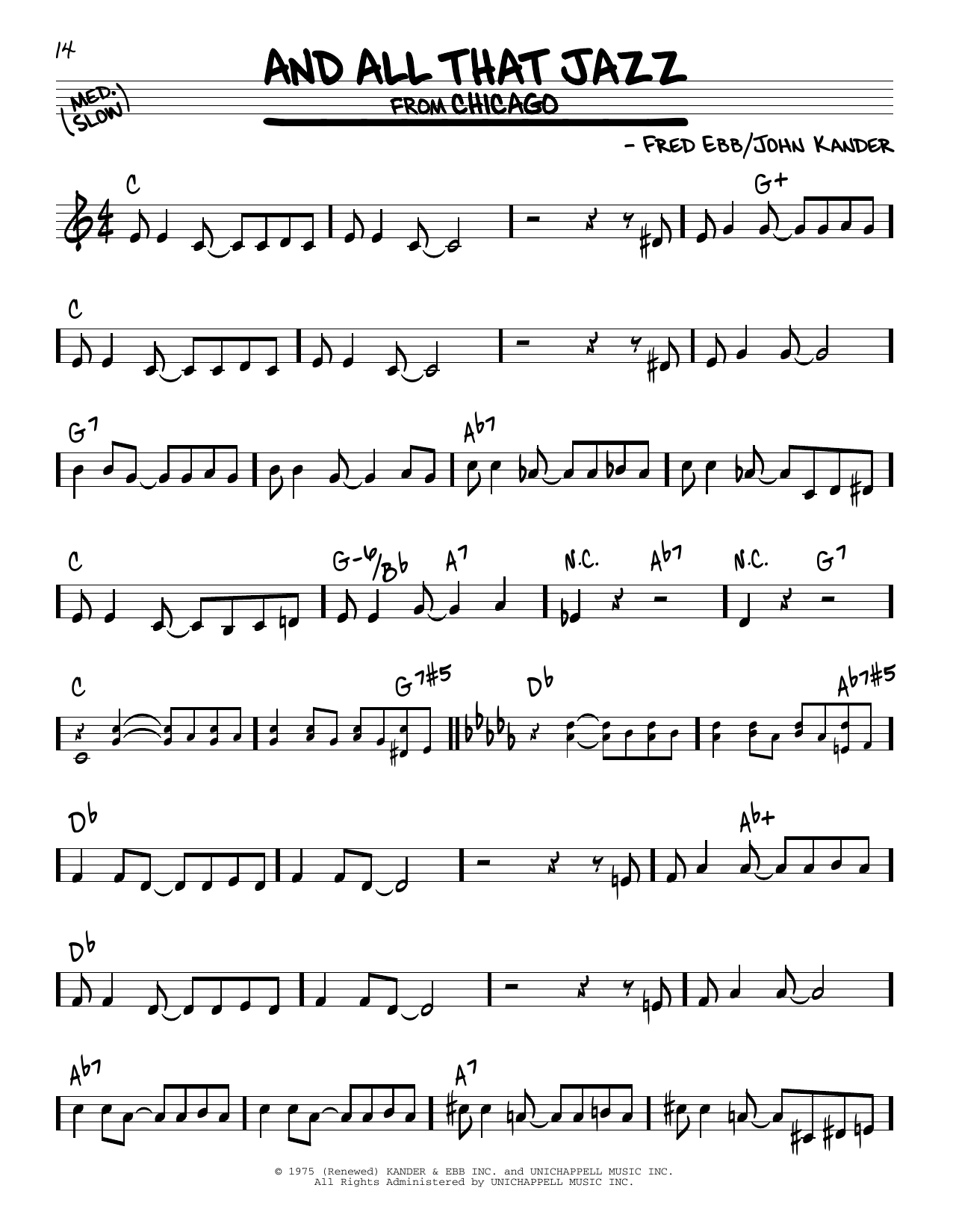 John Kander And All That Jazz Sheet Music