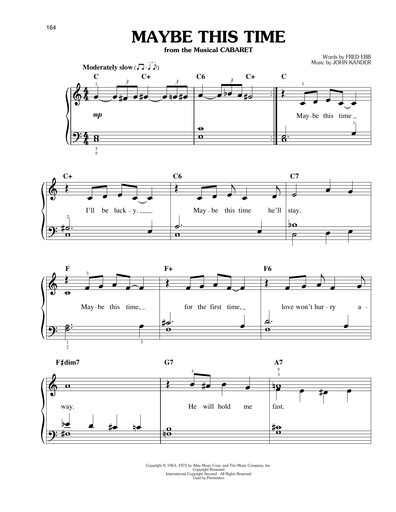 John Kander Maybe This Time Sheet Music