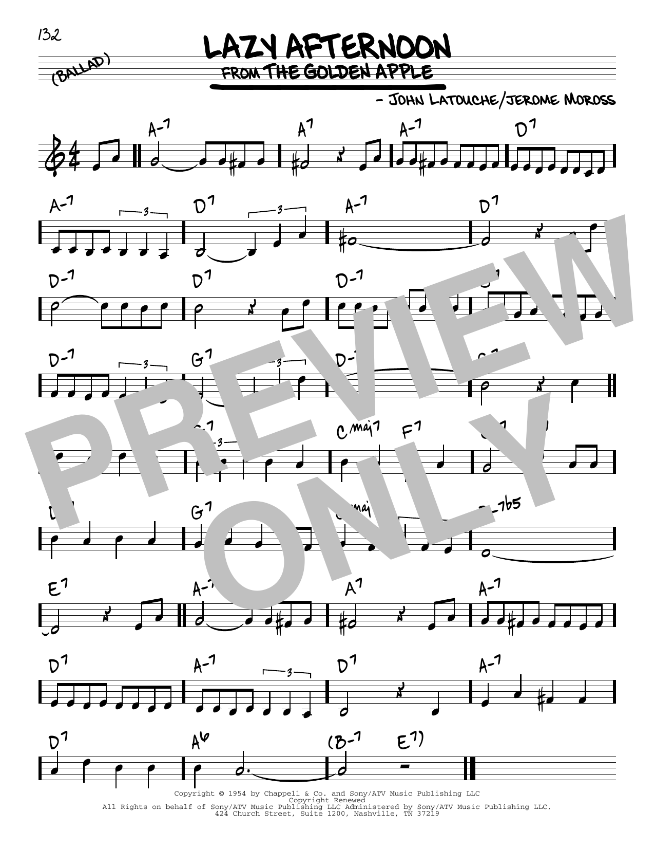 John Latouche Lazy Afternoon Sheet Music