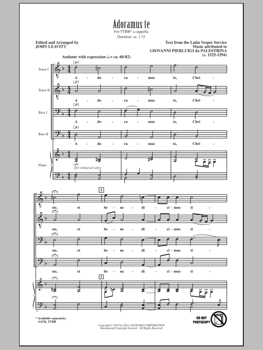 John Leavitt Adoramus Te Sheet Music