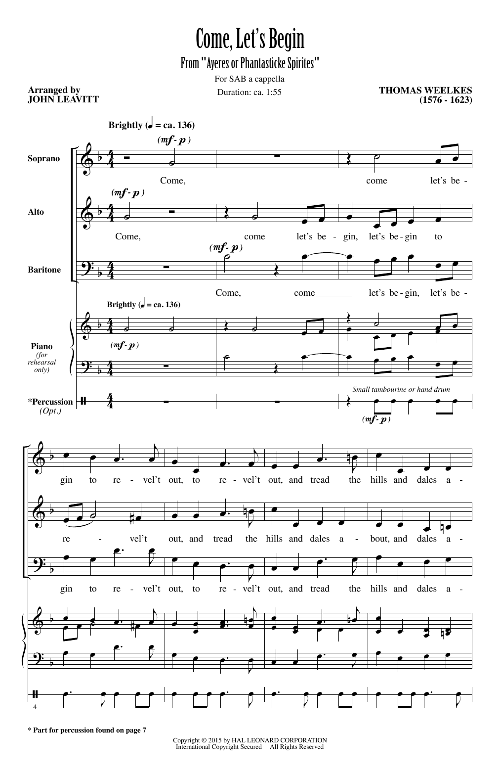 John Leavitt Come, Let's Begin Sheet Music