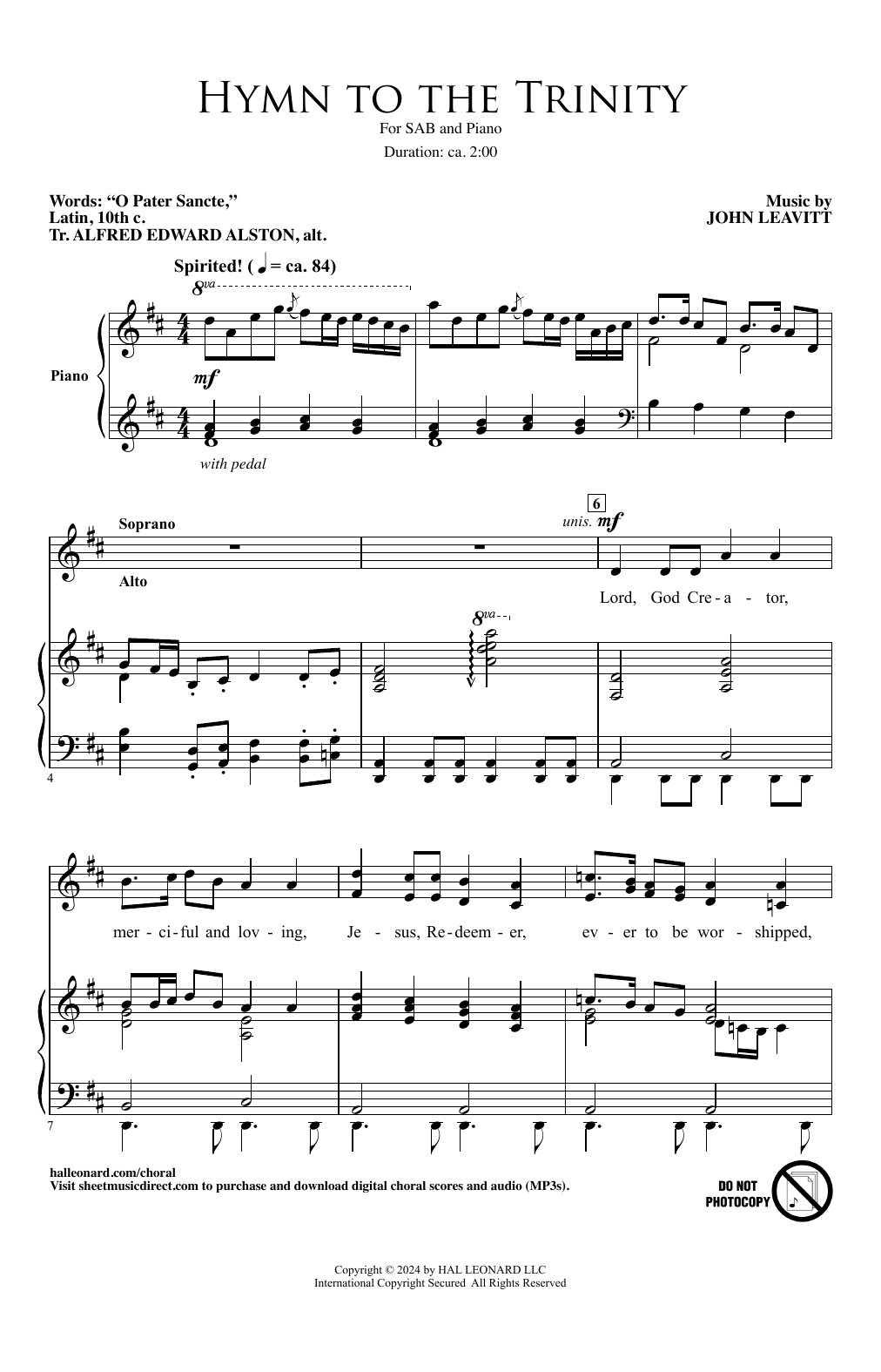 John Leavitt Hymn To The Trinity Sheet Music