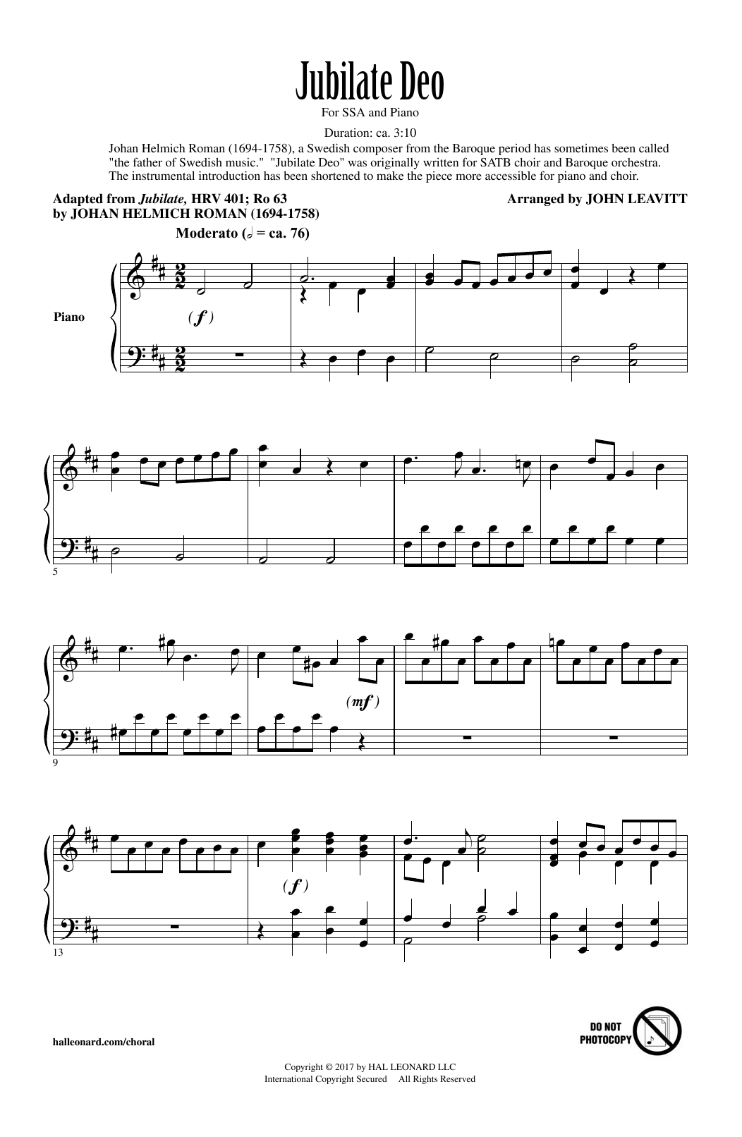 John Leavitt Jubilate Deo Sheet Music