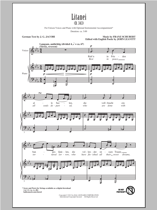 John Leavitt Litanei Sheet Music