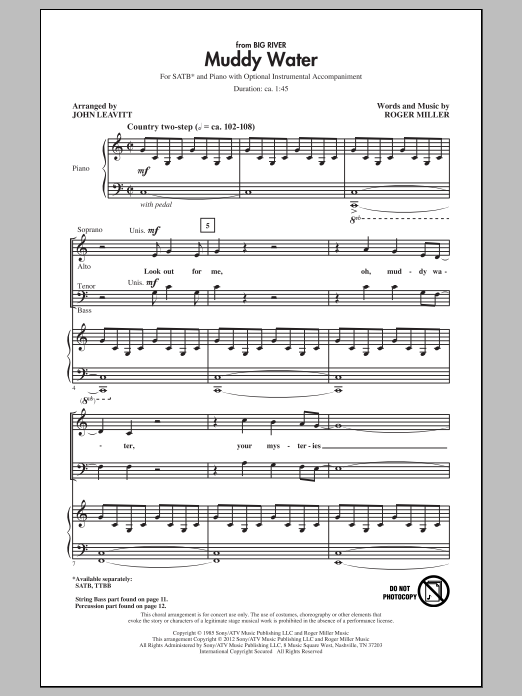 John Leavitt Muddy Water Sheet Music