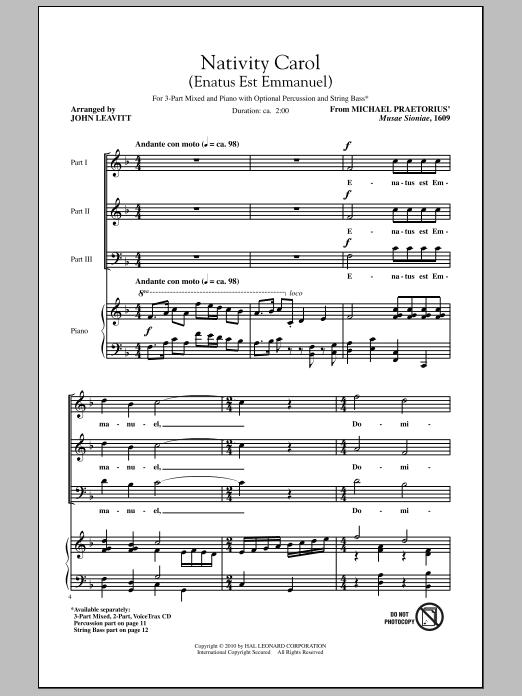 John Leavitt Nativity Carol (Enatus Est Emmanuel) Sheet Music