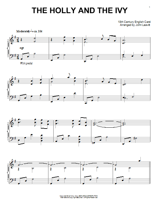 John Leavitt The Holly And The Ivy Sheet Music