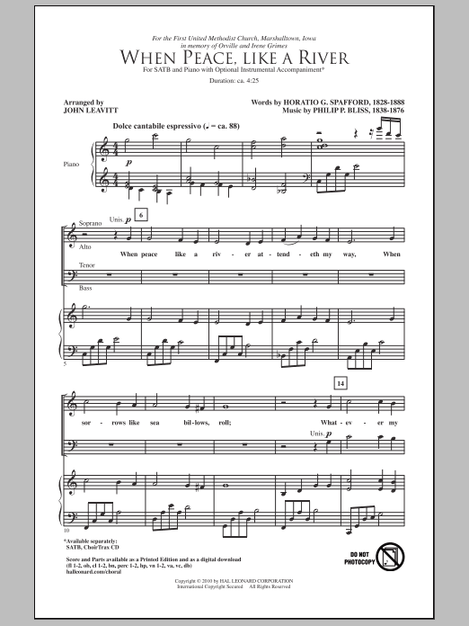 John Leavitt When Peace Is Like A River Sheet Music