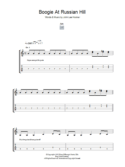 John Lee Hooker Boogie At Russian Hill Sheet Music