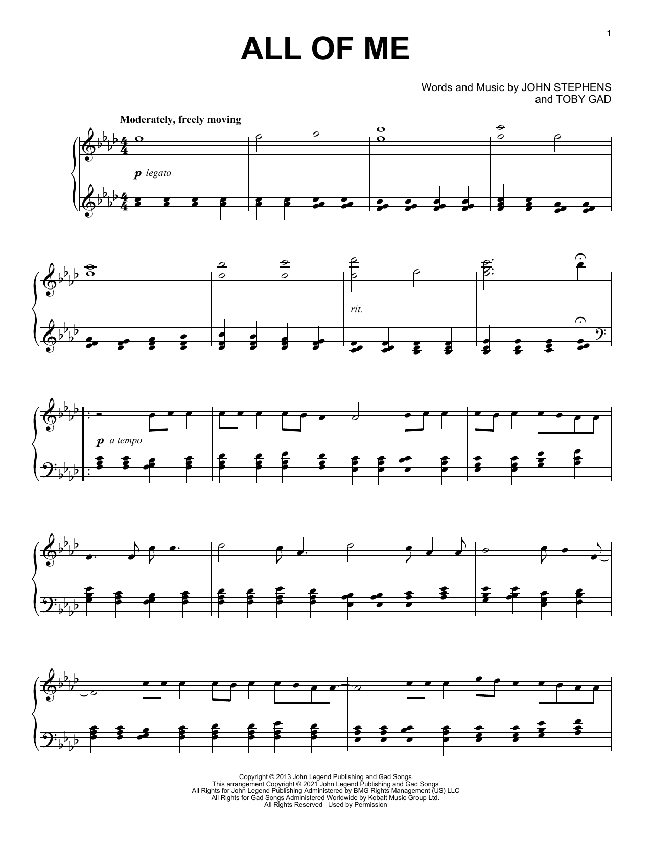 John Legend All Of Me [Classical version] Sheet Music
