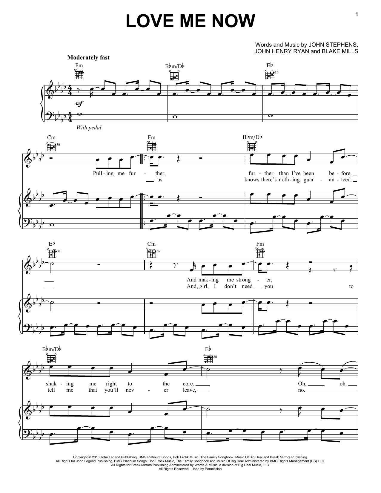John Legend Love Me Now Sheet Music