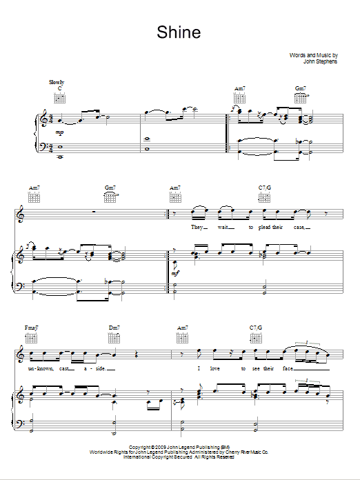 John Legend Shine Sheet Music