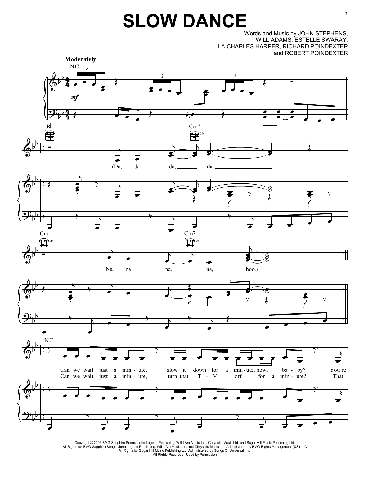 John Legend Slow Dance Sheet Music