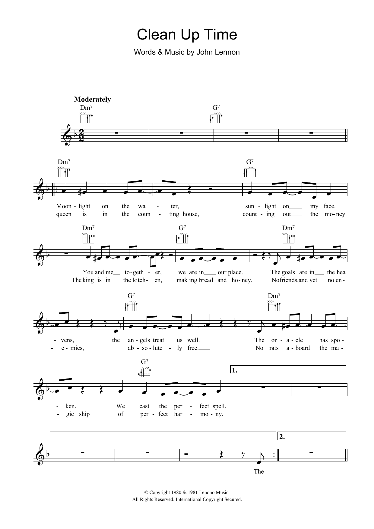John Lennon Clean Up Time Sheet Music