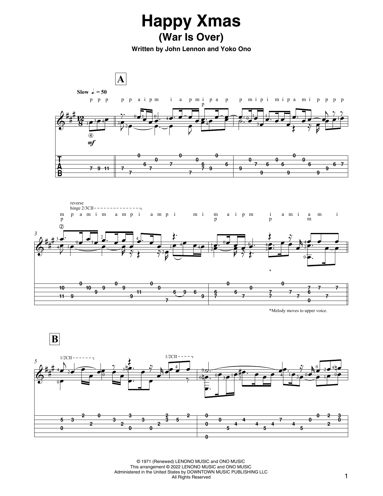 John Lennon Happy Xmas (War Is Over) (arr. David Jaggs) Sheet Music