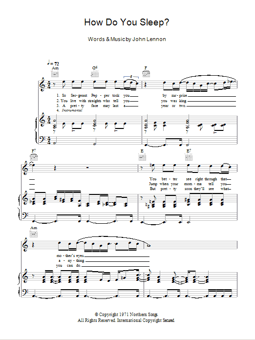 John Lennon How Do You Sleep? Sheet Music