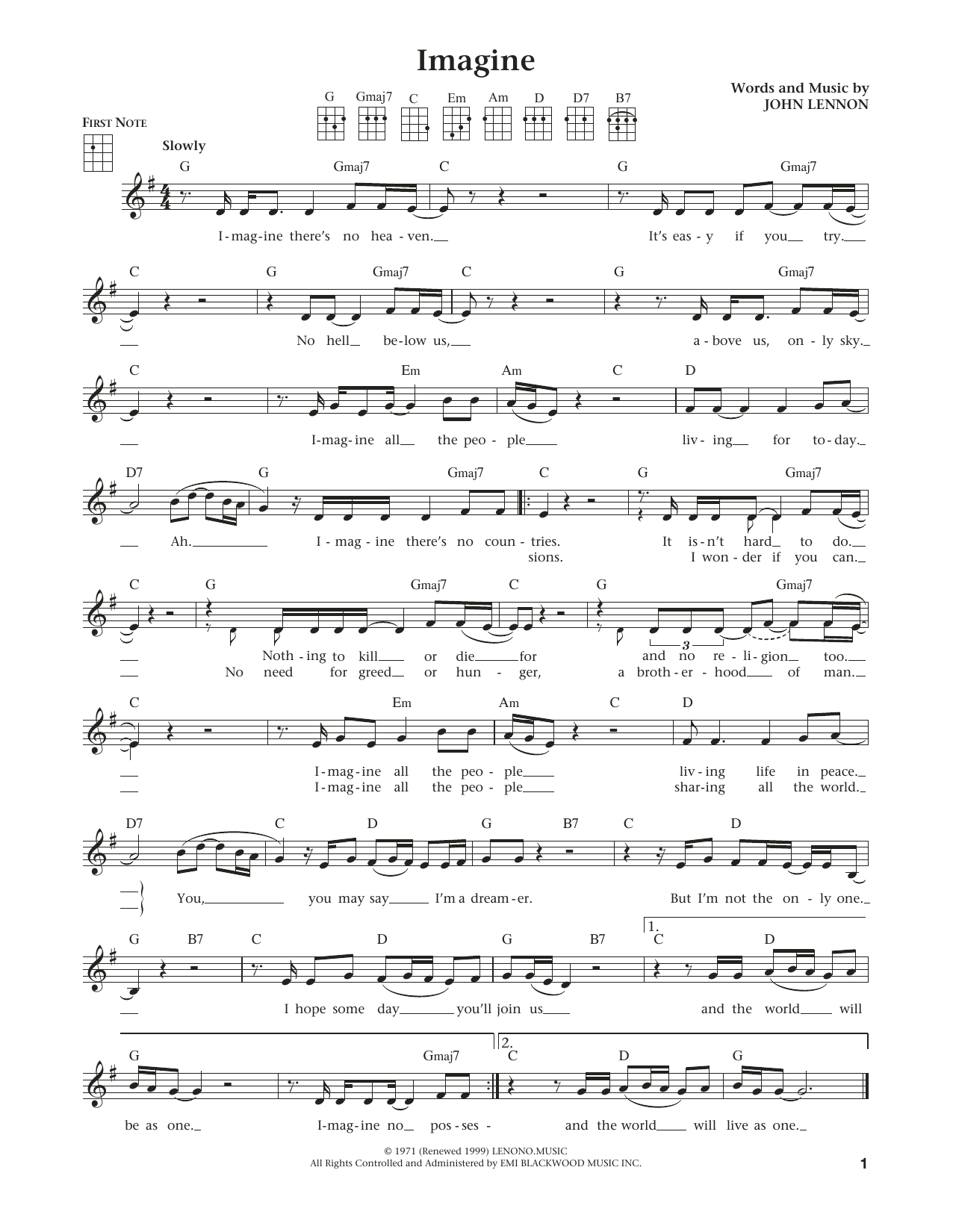 John Lennon Imagine (from The Daily Ukulele) (arr. Liz and Jim Beloff) Sheet Music